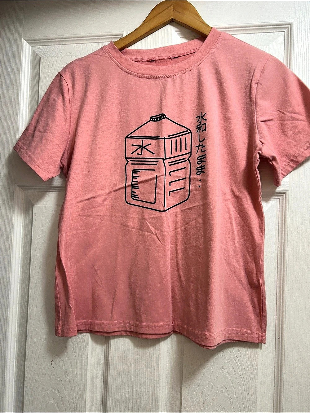 Japanese “Stay Hydrated” Graphic Short Sleeve Pink Tee